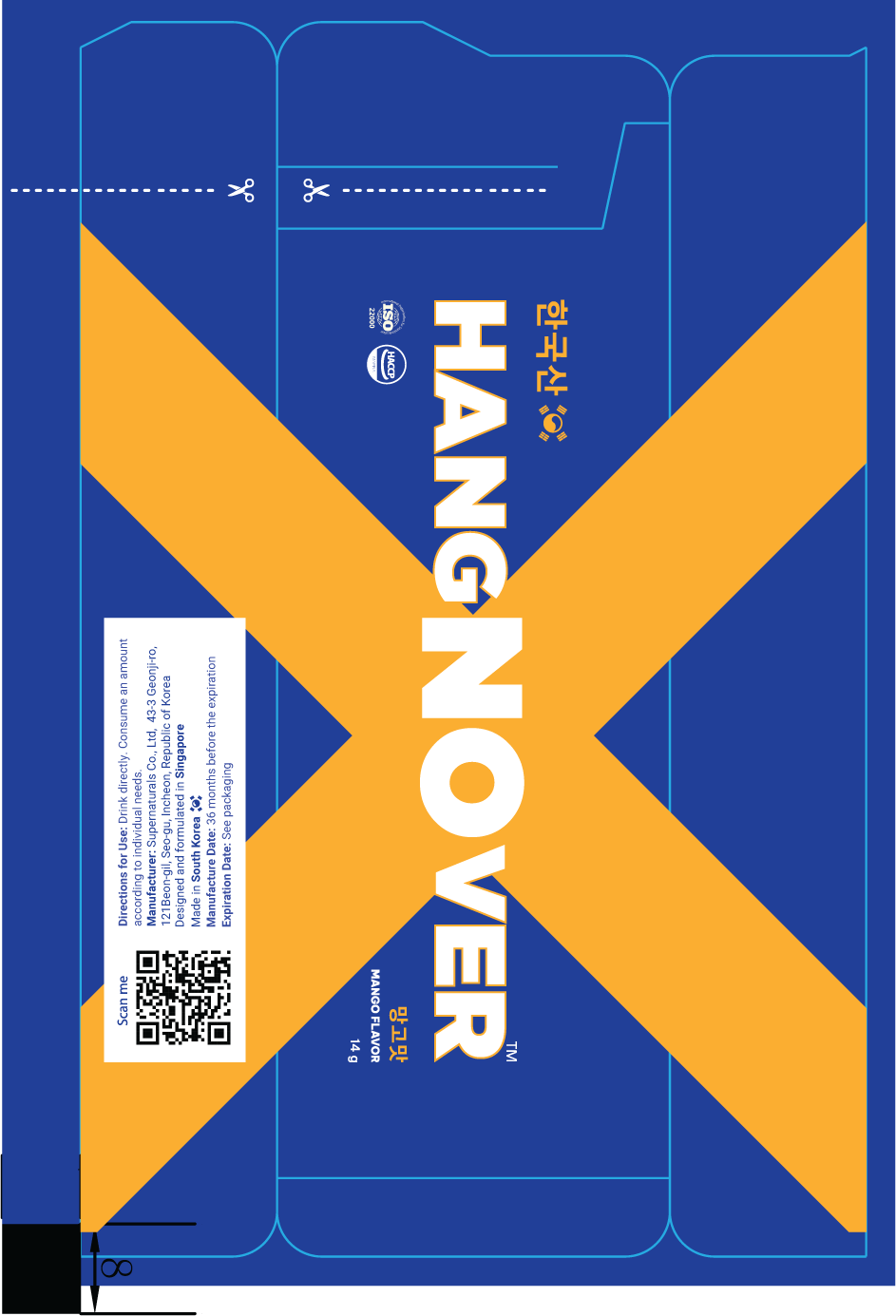 Hangnover liquid sachet, mango flavour